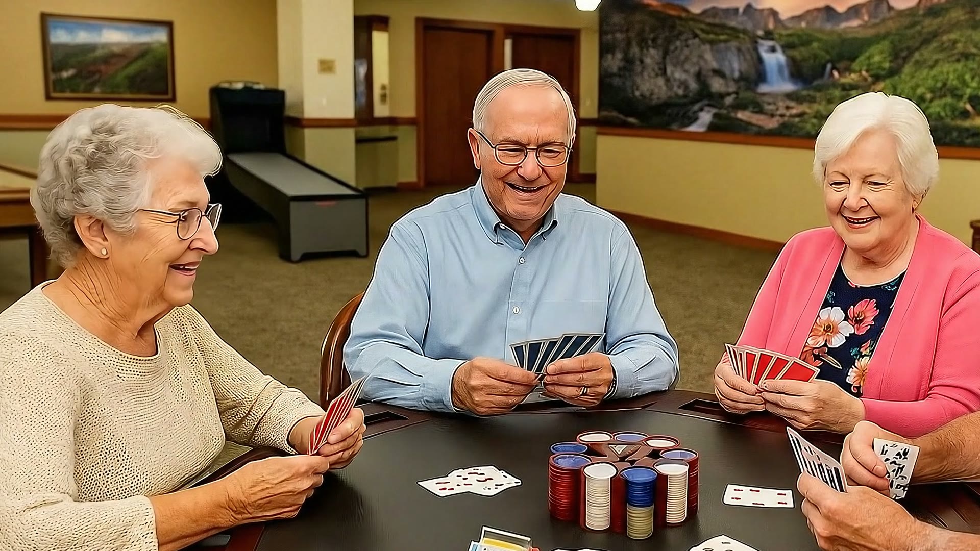 Residents playing bridge at Gardens on Quail